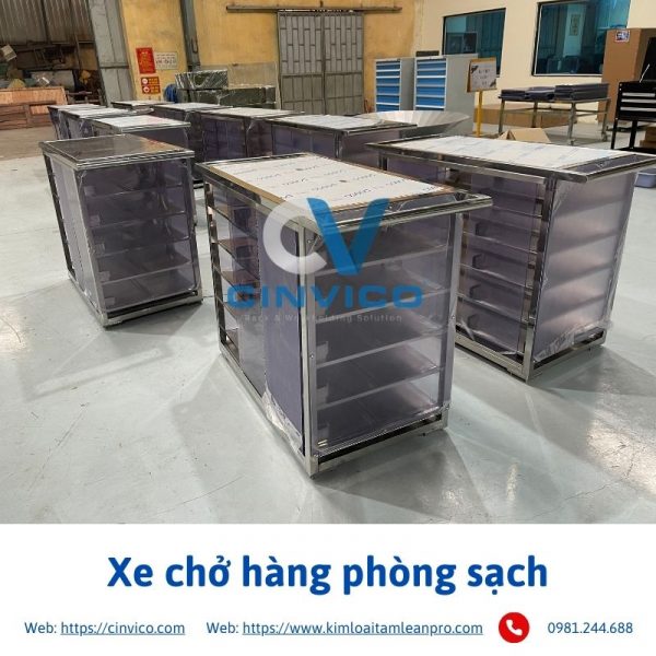 Hình ảnh thực tế sản phẩm xe chở hàng phòng sạch tại Cinvico