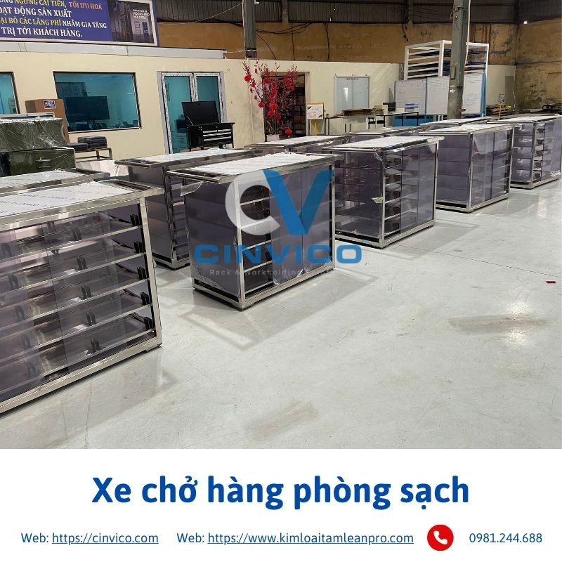 Hình ảnh thực tế sản phẩm xe chở hàng phòng sạch tại Cinvico