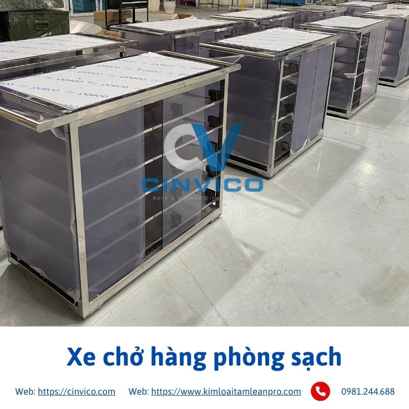 Hình ảnh thực tế sản phẩm xe chở hàng phòng sạch tại Cinvico