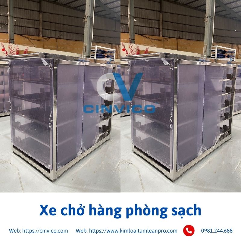 Hình ảnh thực tế sản phẩm xe chở hàng phòng sạch tại Cinvico