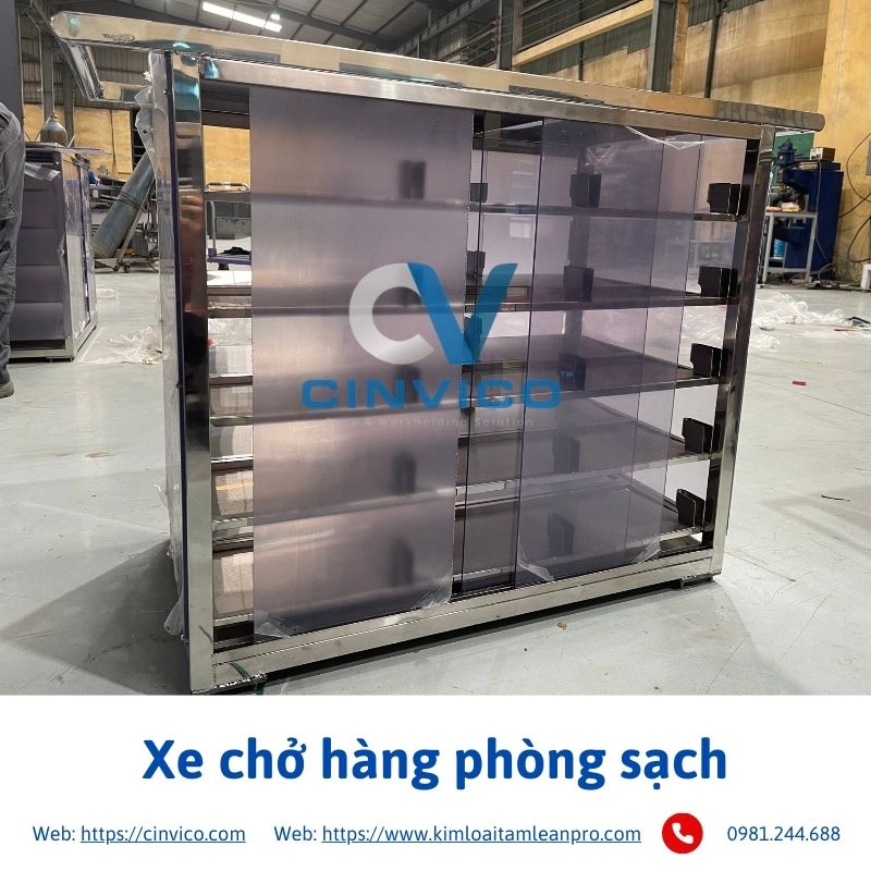 Hình ảnh thực tế sản phẩm xe chở hàng phòng sạch tại Cinvico