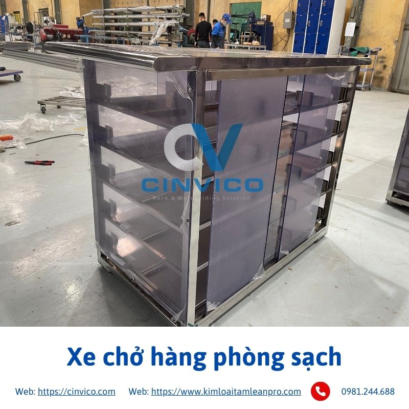 Hình ảnh thực tế sản phẩm xe chở hàng phòng sạch tại Cinvico