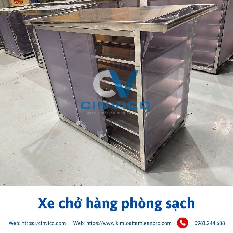 Hình ảnh thực tế sản phẩm xe chở hàng phòng sạch tại Cinvico