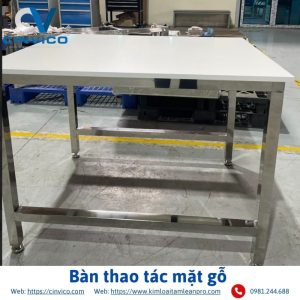 Bàn thao tác mặt gỗ góc 1