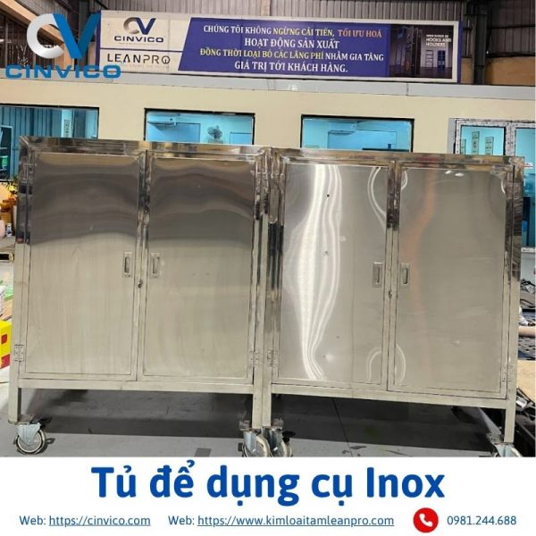 Tủ để dụng cụ Inox Cinvico góc thẳng