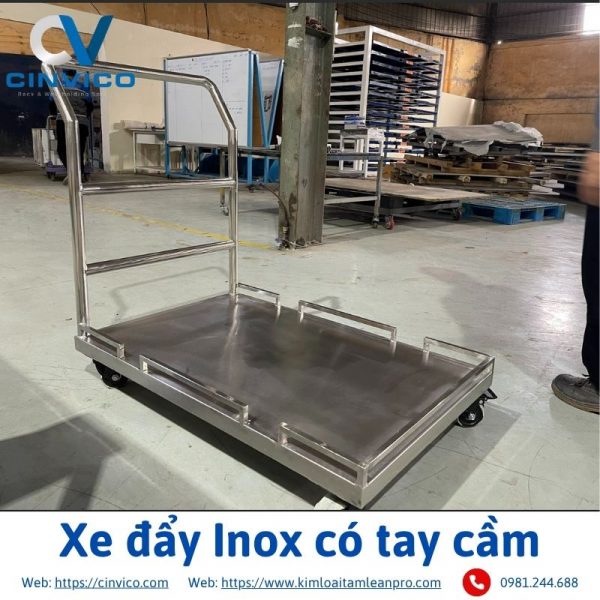 Xe đẩy Inox có tay cầm Cinvico