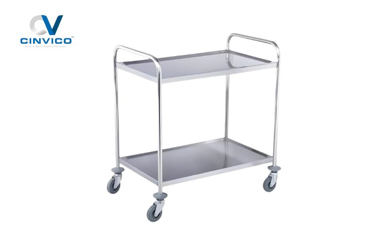 Xe đẩy hàng 4 bánh 2 tầng