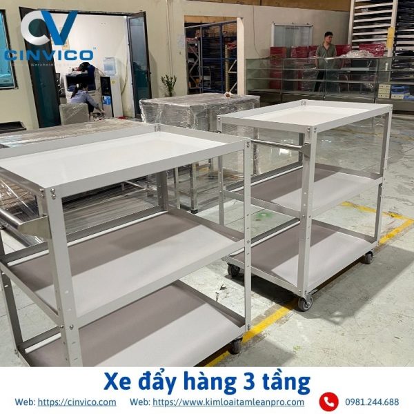 Xe đẩy hàng 3 tầng