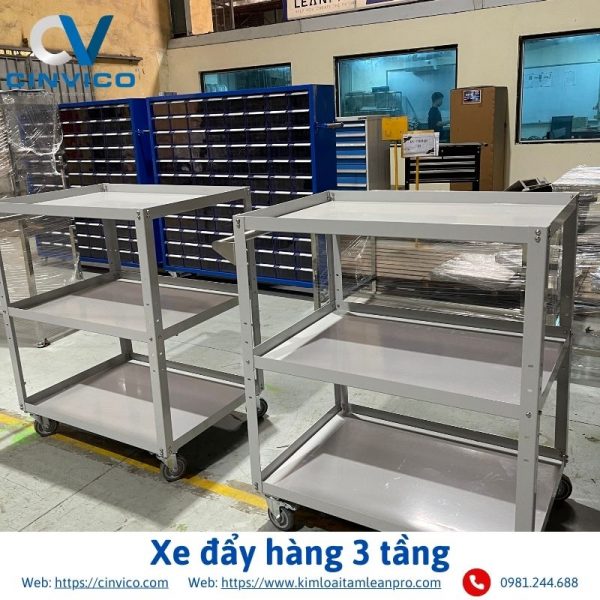 Xe đẩy hàng 3 tầng