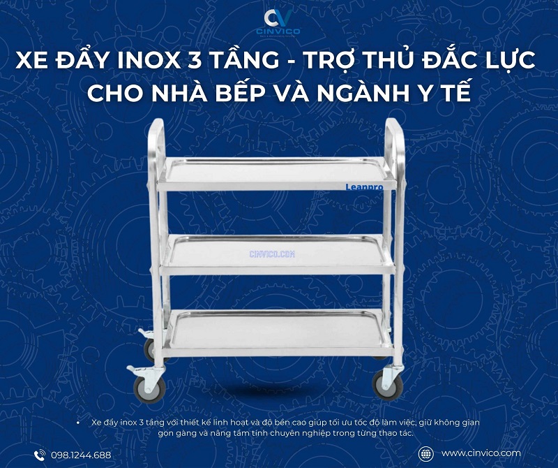 Xe đẩy inox là gì? Ưu điểm, phân loại và ứng dụng thực tế - Hình 3