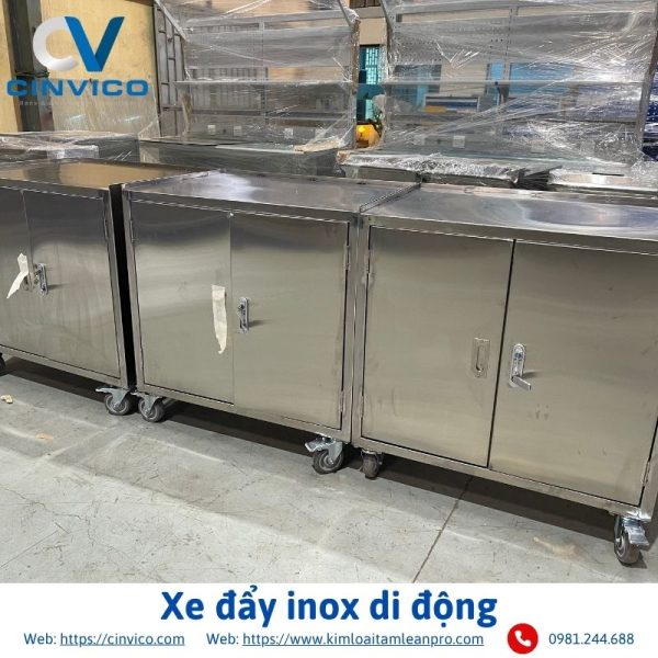 Xe đẩy inox di động