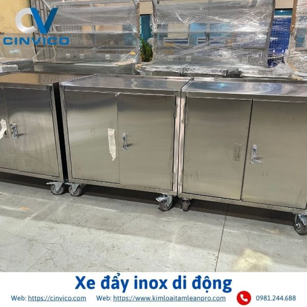 Xe đẩy inox di động