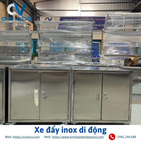 Xe đẩy inox di động