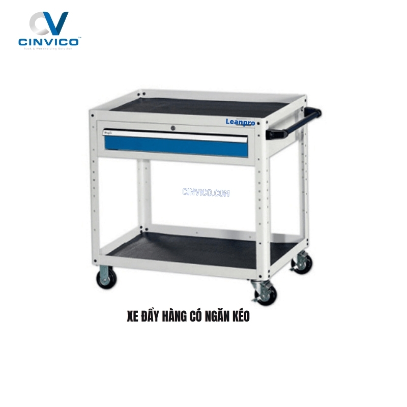 Xe đẩy dụng cụ 2 tầng có ngăn kéo