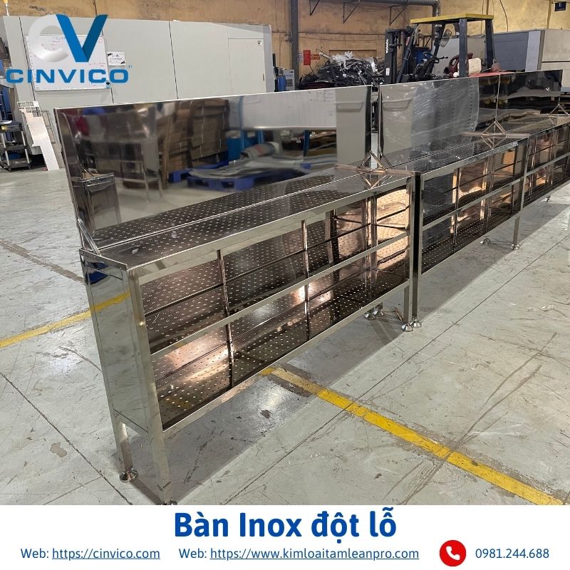 Bàn Inox đột lỗ - Ảnh 4