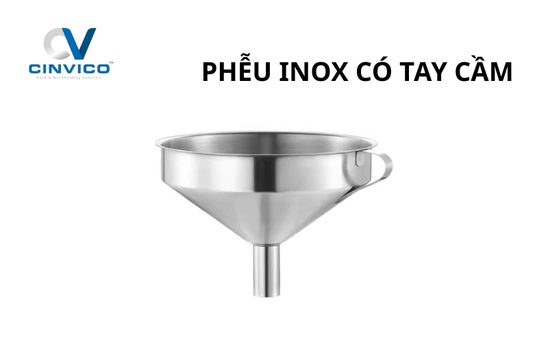 Phễu inox có tay cầm