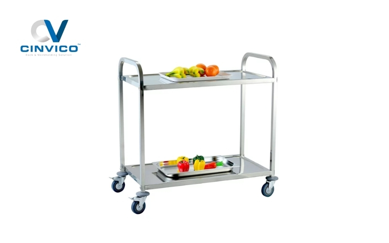 Xe đẩy inox 2 tầng loại lớn