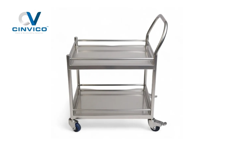 Xe đẩy 2 tầng inox Cinvico