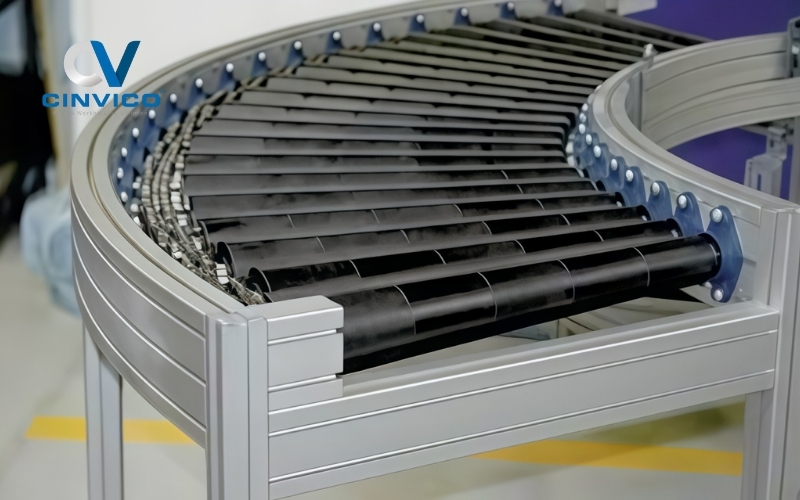 Băng tải con lăn cong là gì?