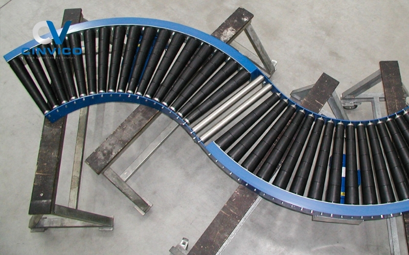 Nguyên lý hoạt động của băng tải con lăn cong