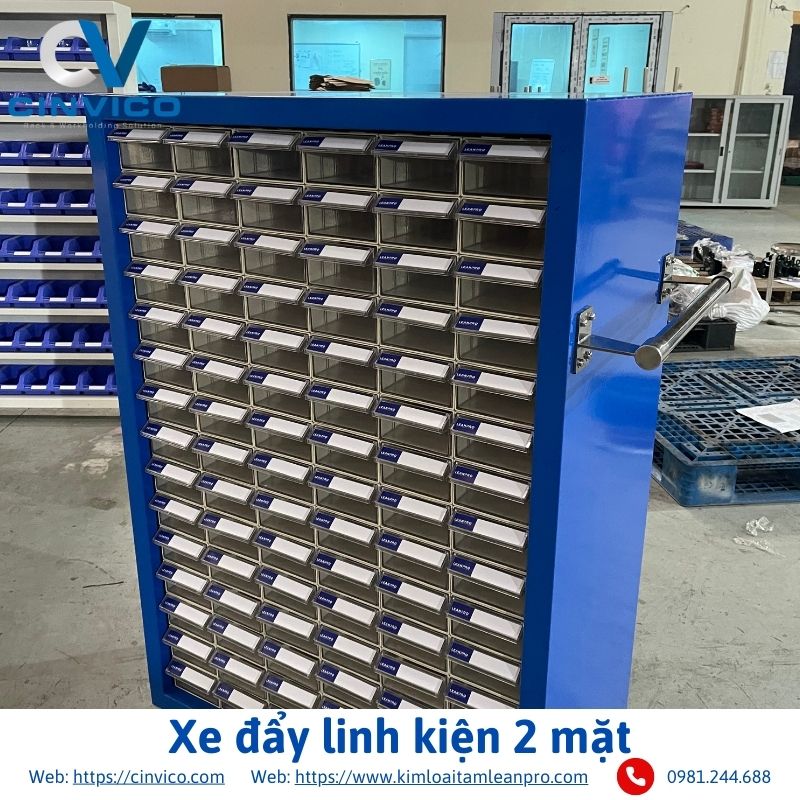 Xe đẩy linh kiện 2 mặt
