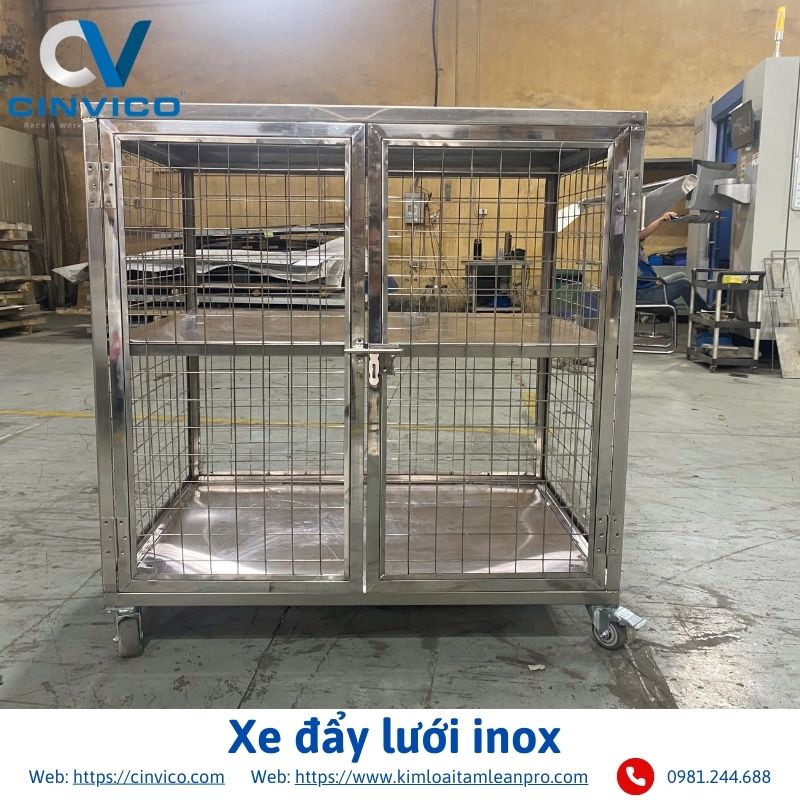 Xe đẩy lưới inox