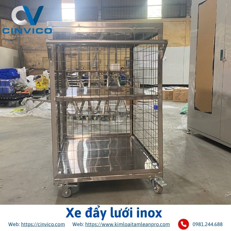 Xe đẩy lưới inox